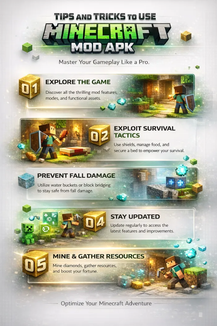 Tips and Tricks to Use Minecraft Mod Apk Infographic